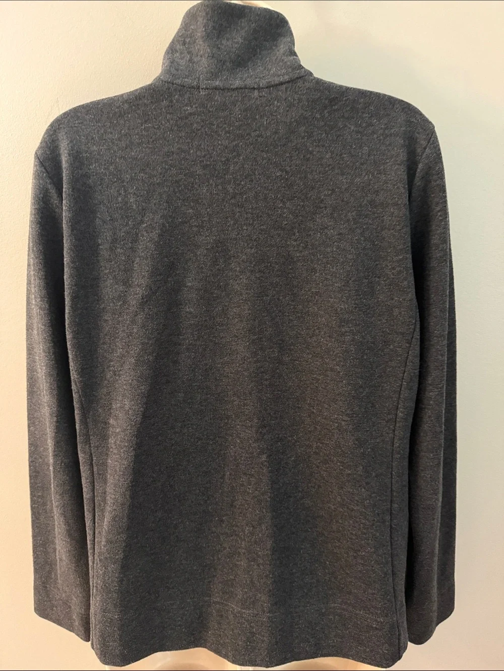 Lauren Ralph Lauren Charcoal Button-Up Funnel Neck Sweater